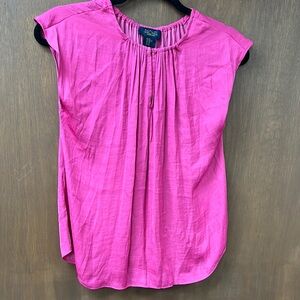 RACHEL Rachel Roy Pink Pleated Blouse with Mandarin Collar
